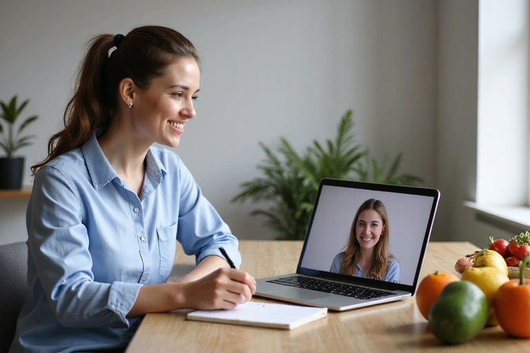 Nutritionist conducting an online consultation with a client